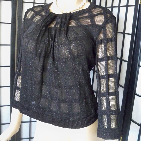 SOCA ST. JOHN Sz M Black/Silver Sparkle Sweater - Picture 3 of 5